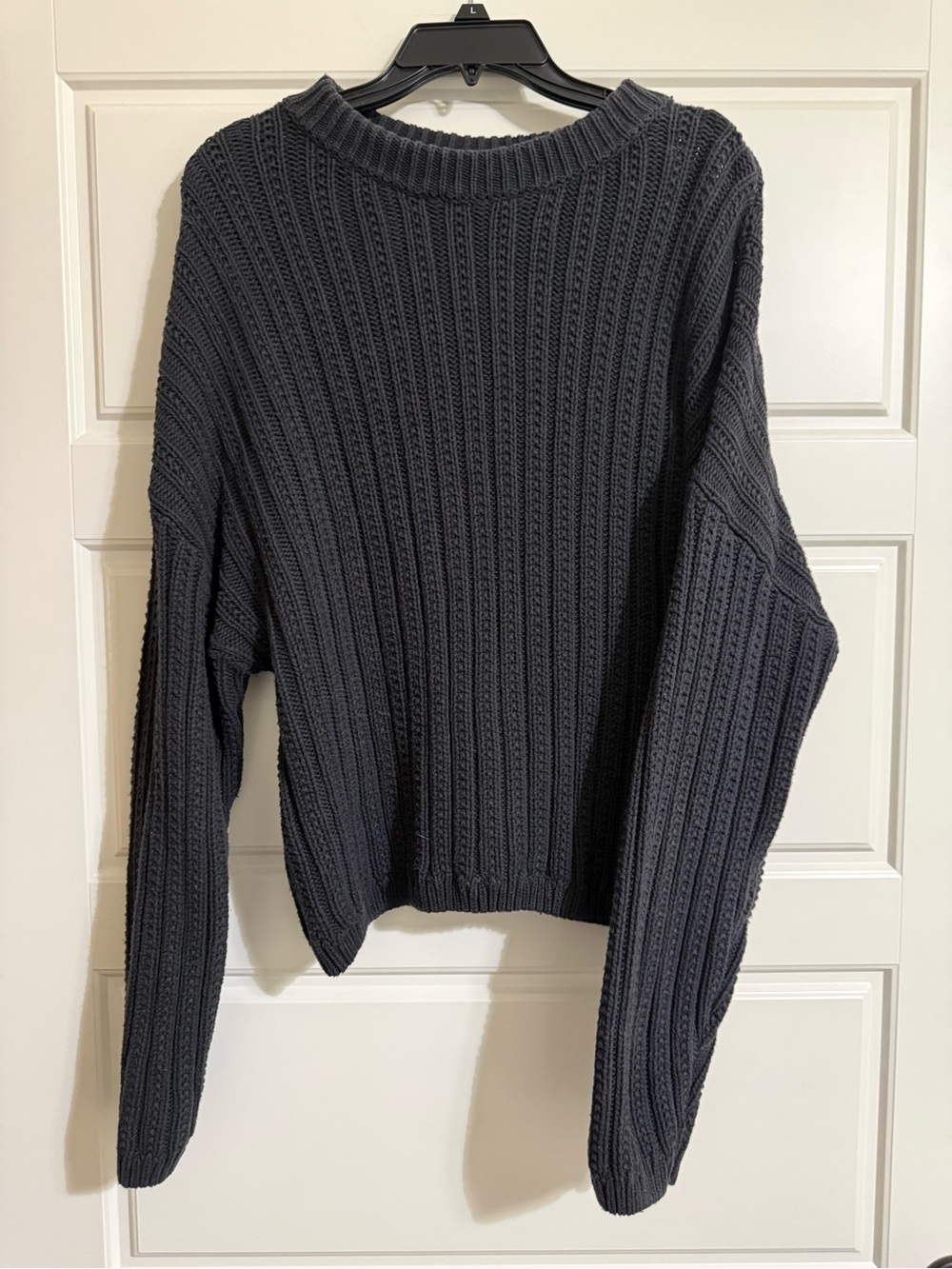 Universal Thread Black Ribbed Chunky Knit Sweater XL Oversized Cotton Blend